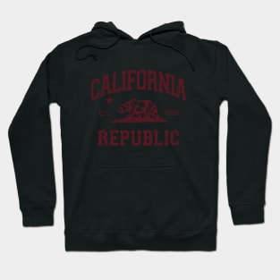 California Republic Bear Arch Distressed Retro Print Hoodie